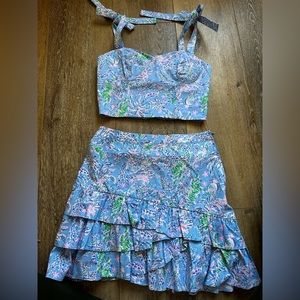 Lilly Pulitzer Rosalie Two-Piece Crop Set In Blue Peri The Turtle